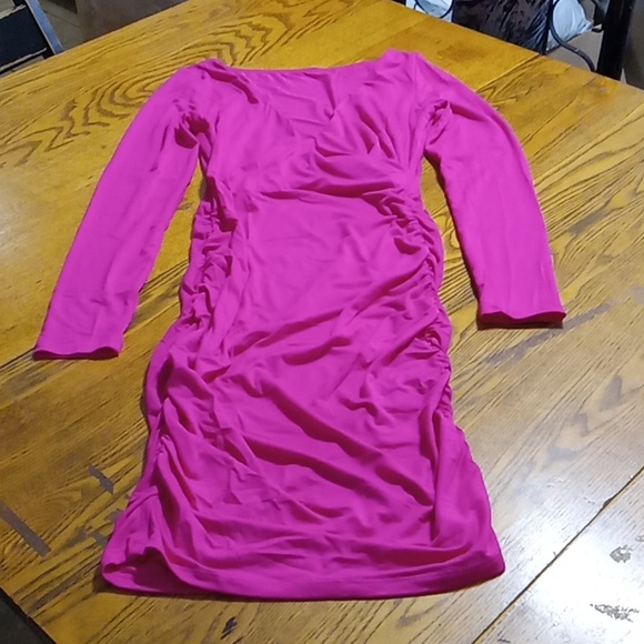 HALARA DRESS Women SMALL PINK Cocktail Party RUCHED Birthday Club NEW SLEEVE - Picture 1 of 5